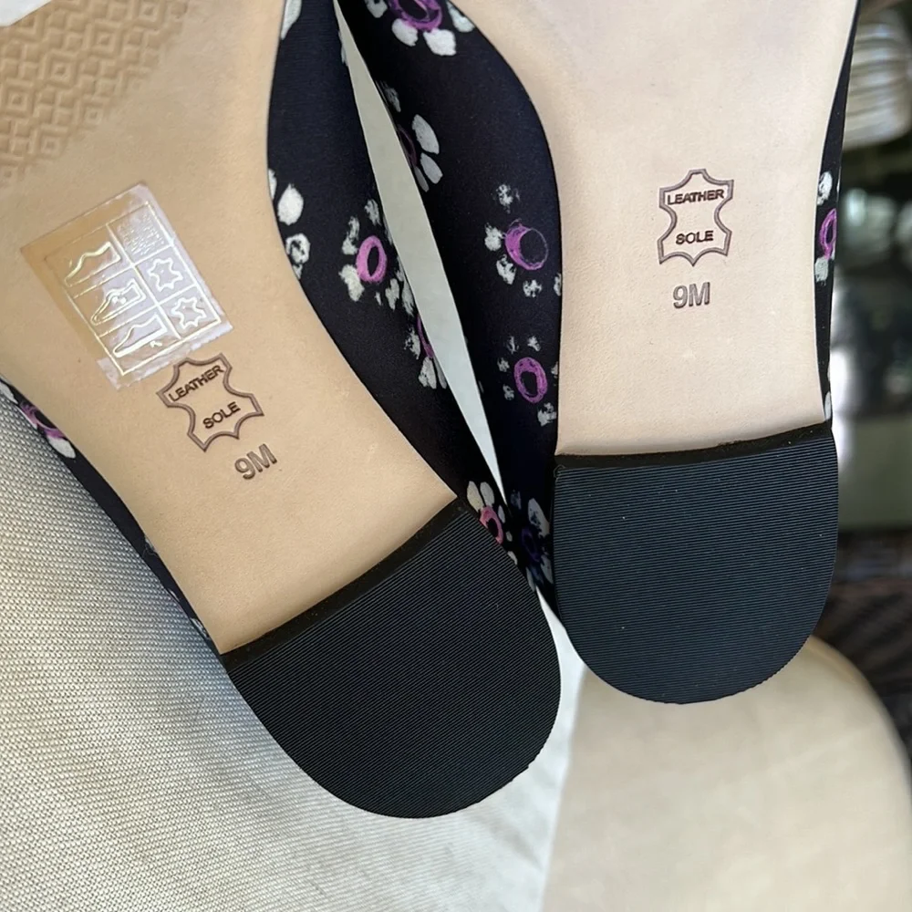 TORY BURCH Satin Bow Floral flats size 9